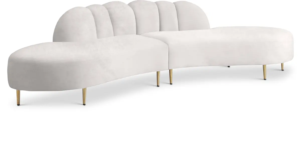 Divine Cream Velvet 2Pc. Sectional 1