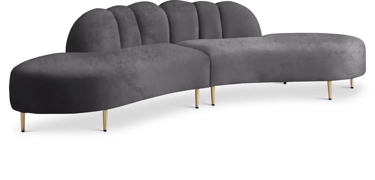 Divine Grey Velvet 2Pc. Sectional 1