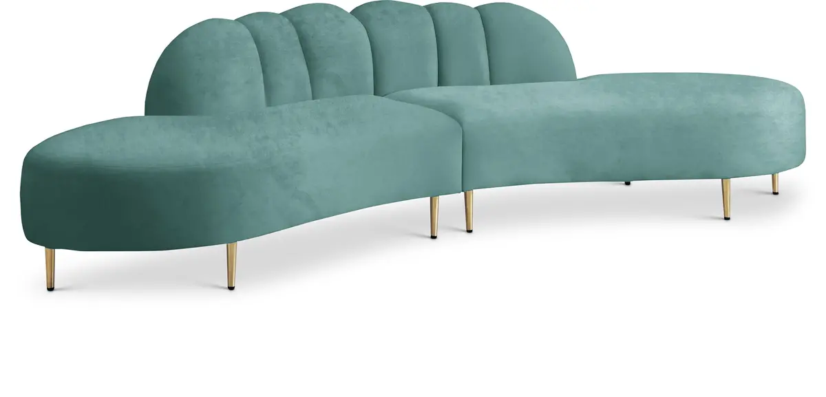Divine Mint Velvet 2Pc. Sectional 1