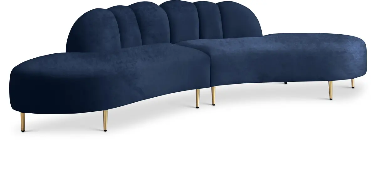 Divine Navy Velvet 2Pc. Sectional 1