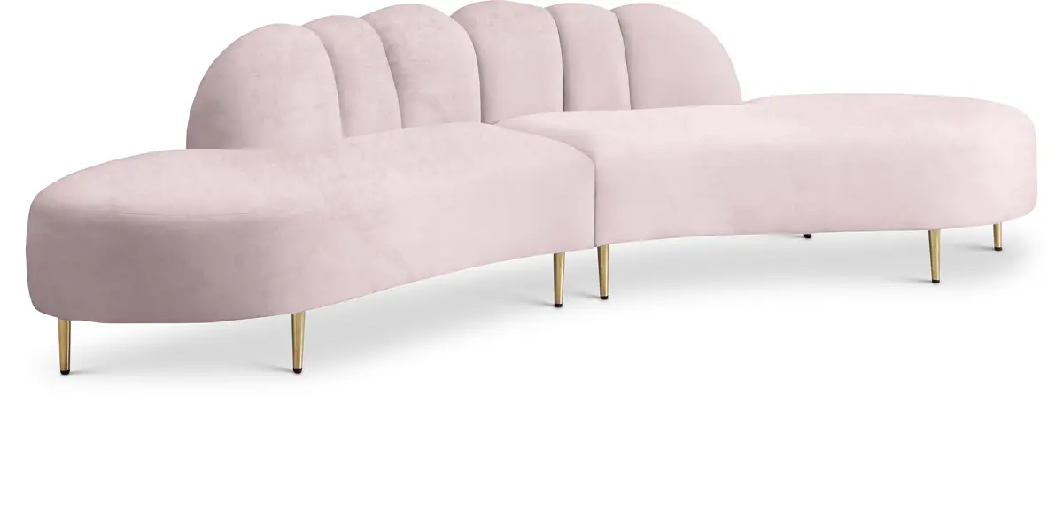 Divine Pink Velvet 2Pc. Sectional 1
