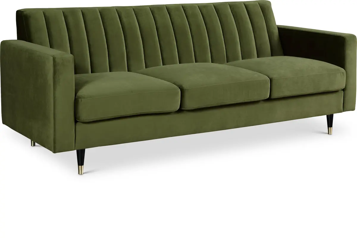 Lola Olive Velvet Sofa 1