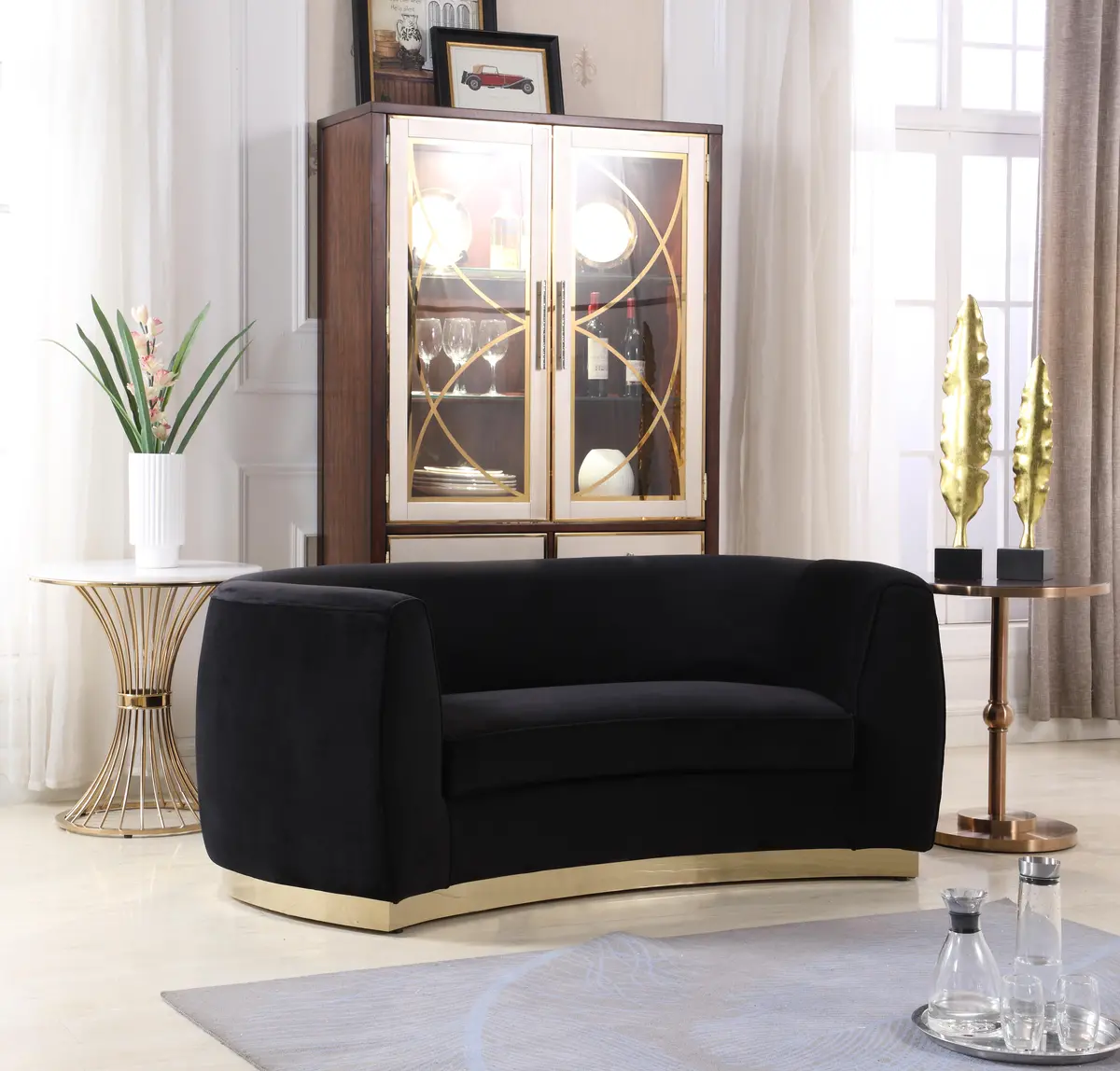 Julian Black Velvet Loveseat 2