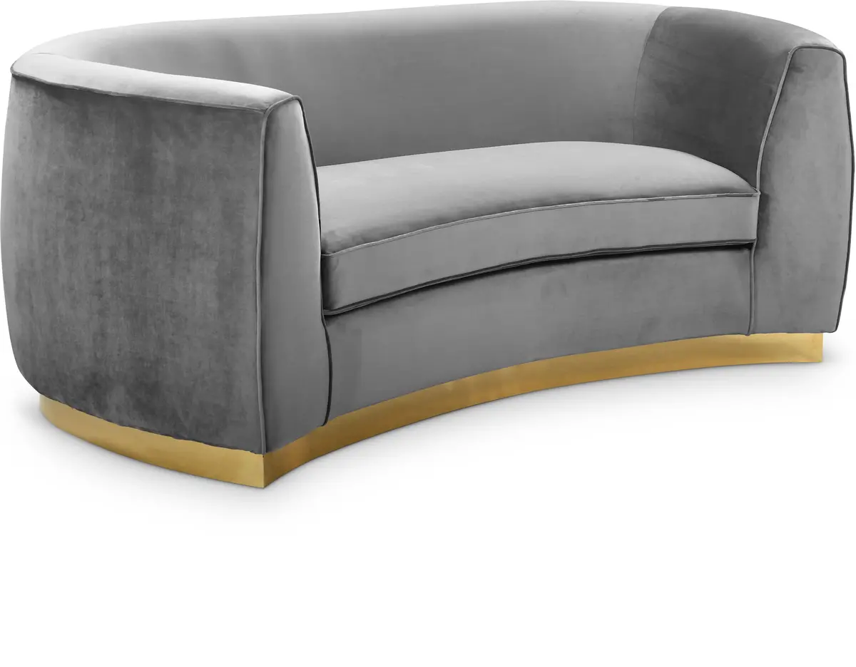 Julian Grey Velvet Loveseat 1
