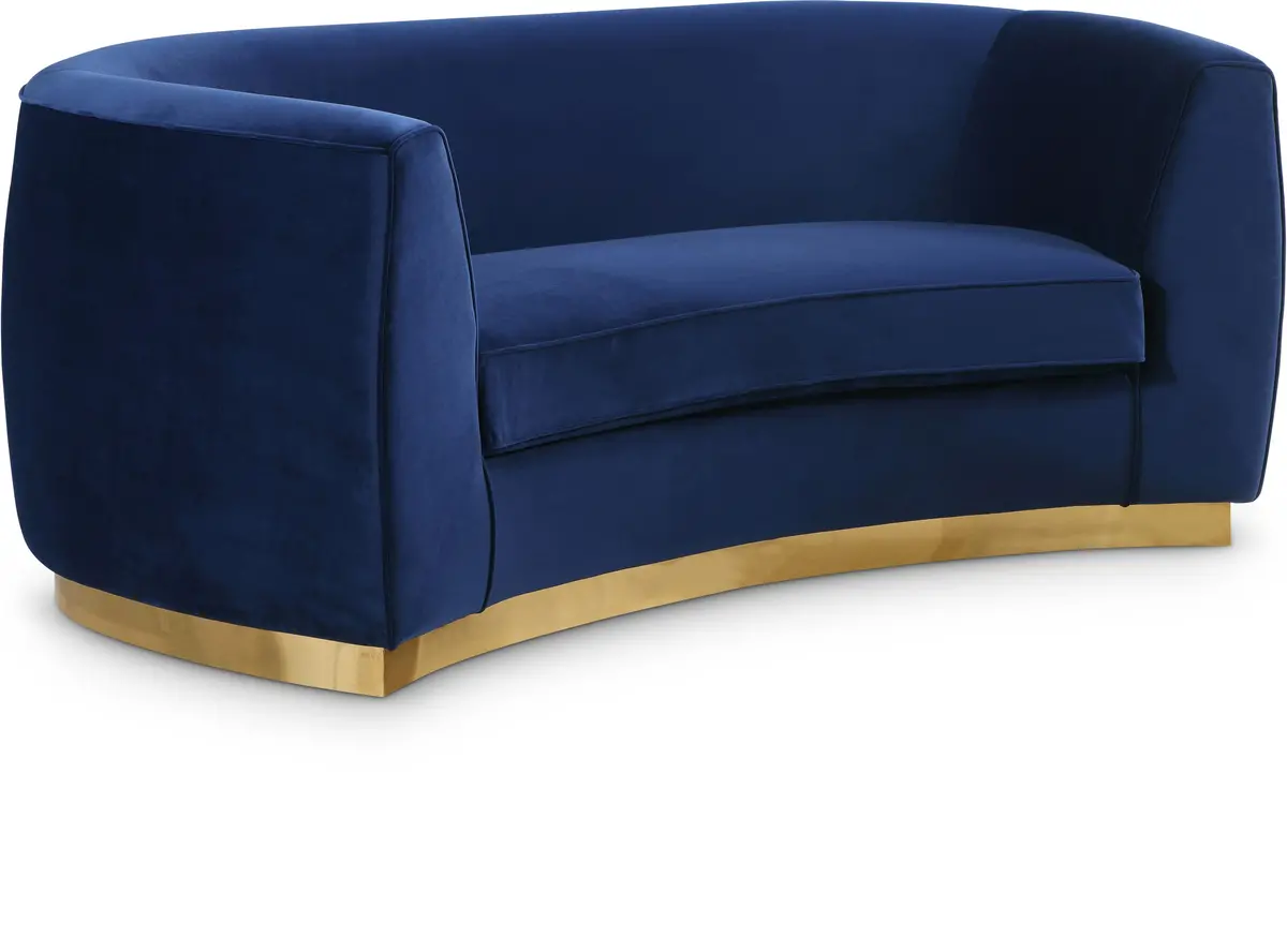 Julian Navy Velvet Loveseat 1
