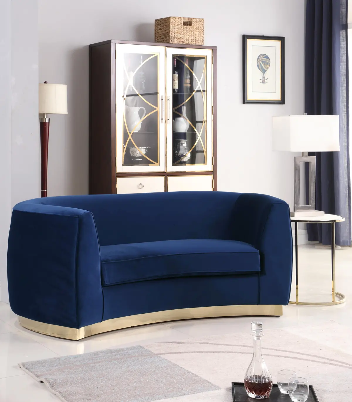 Julian Navy Velvet Loveseat 2
