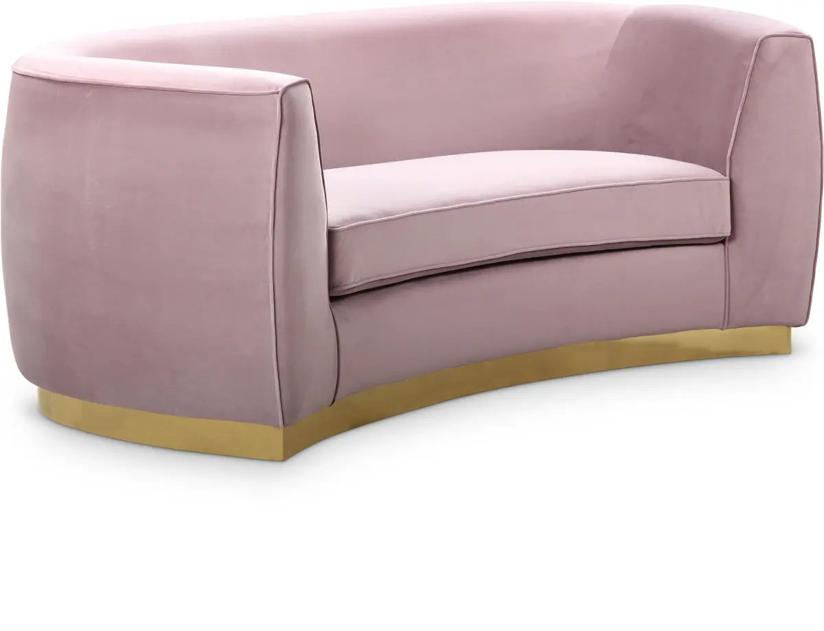 Julian Pink Velvet Loveseat 1