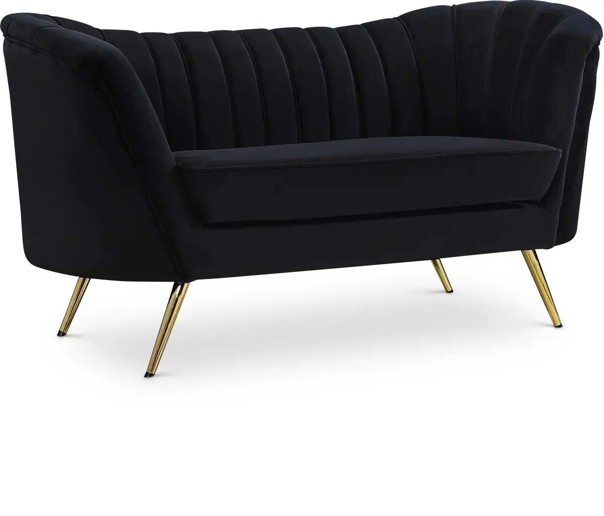 Margo Black Velvet Loveseat 1