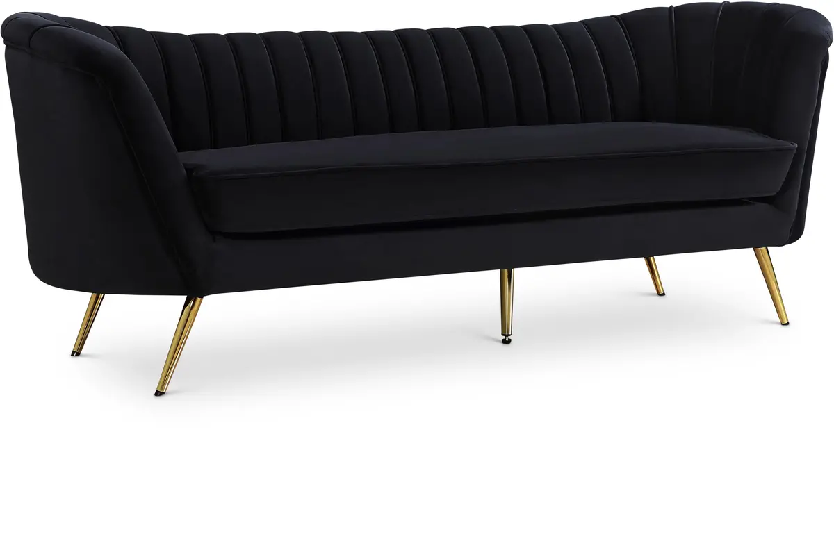 Margo Black Velvet Sofa 1