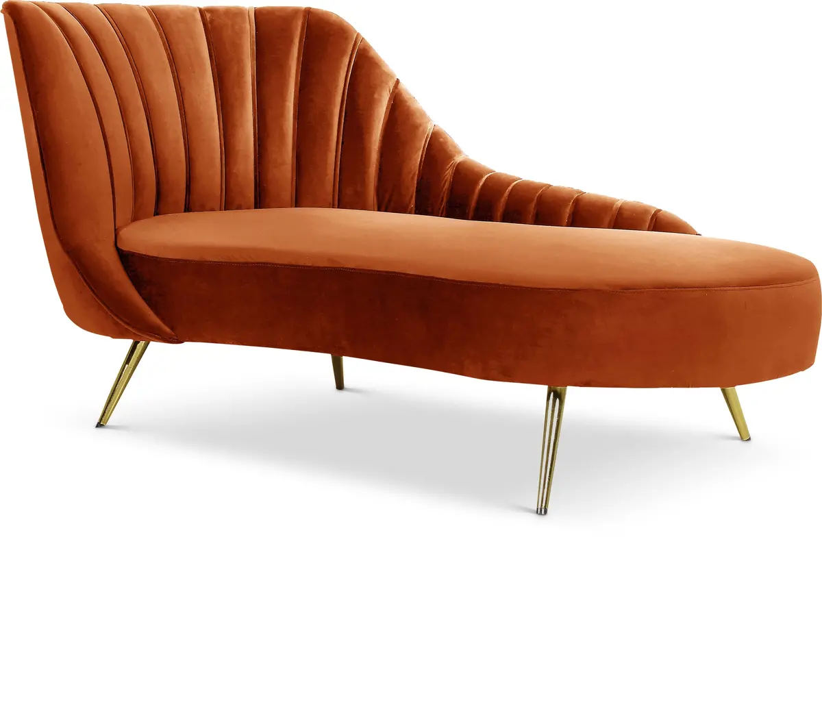 Margo Cognac Velvet Chaise 1