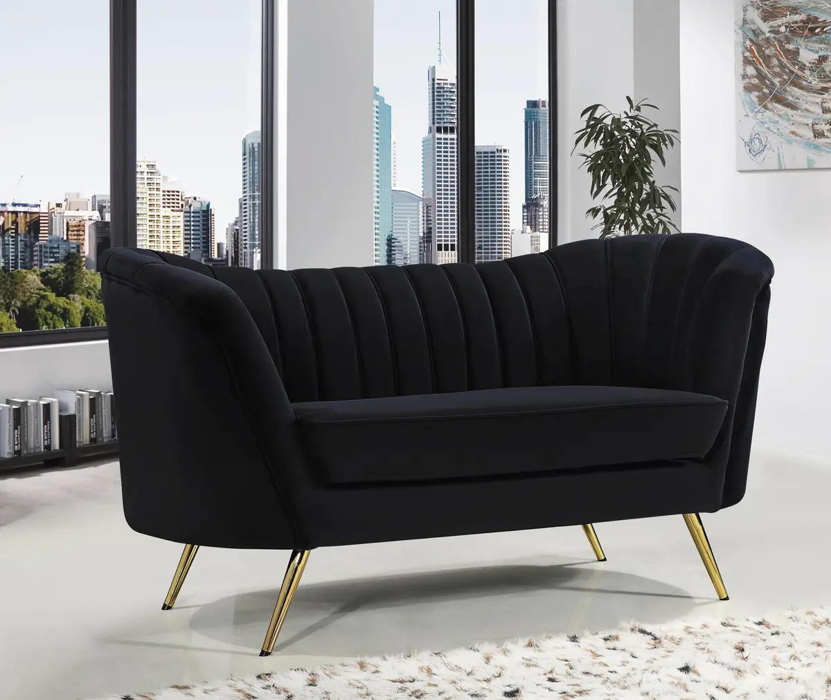 Margo Black Velvet Loveseat 2
