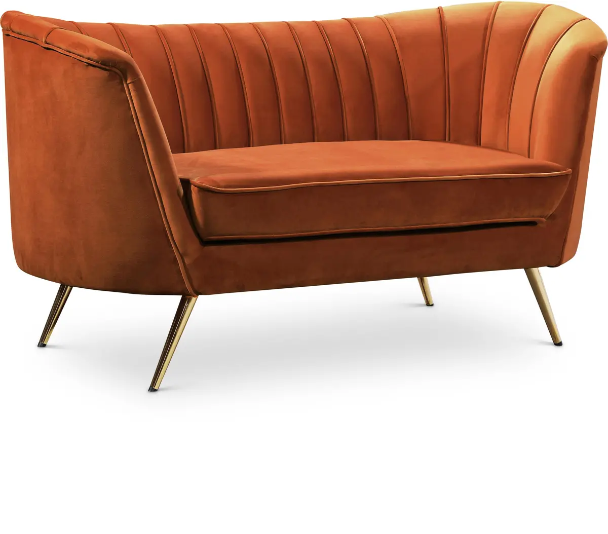 Margo Cognac Velvet Loveseat 1
