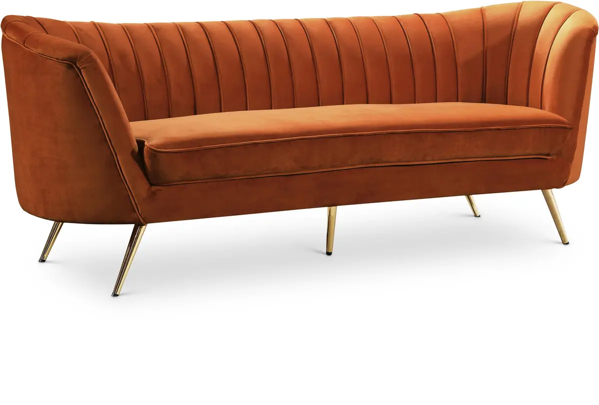Margo Cognac Velvet Sofa 1
