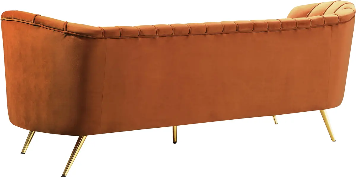 Margo Cognac Velvet Sofa 2