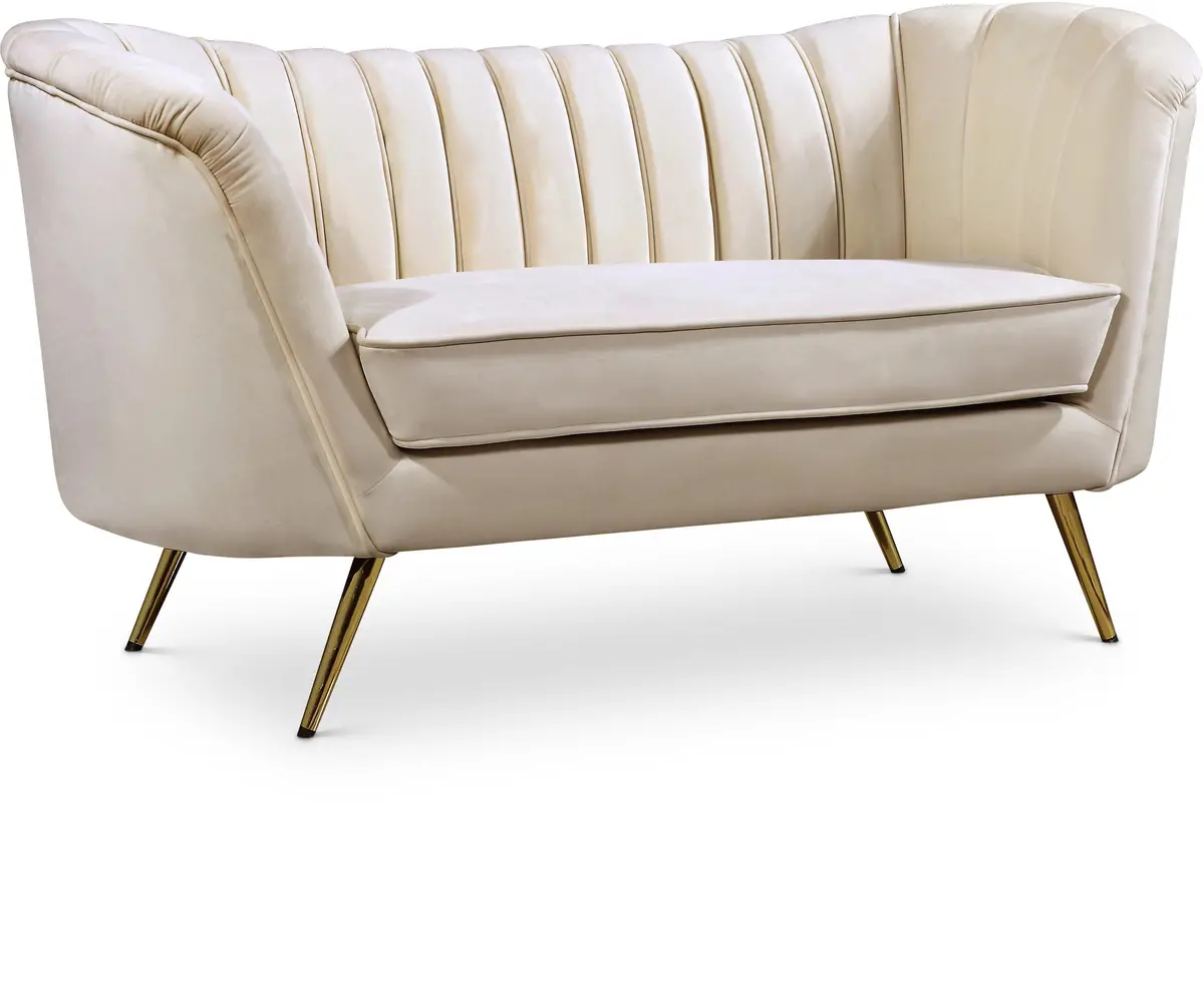 Margo Cream Velvet Loveseat 1