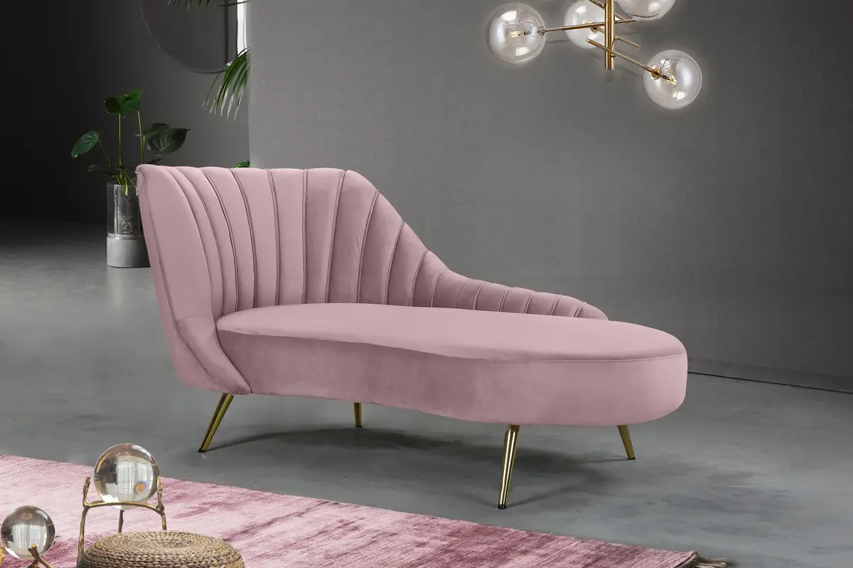 Margo Pink Velvet Chaise 2