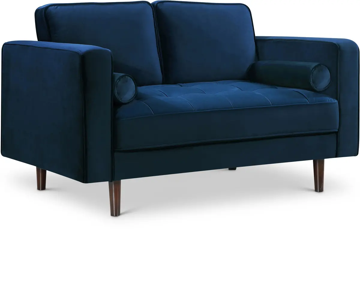 Emily Navy Velvet Loveseat 1