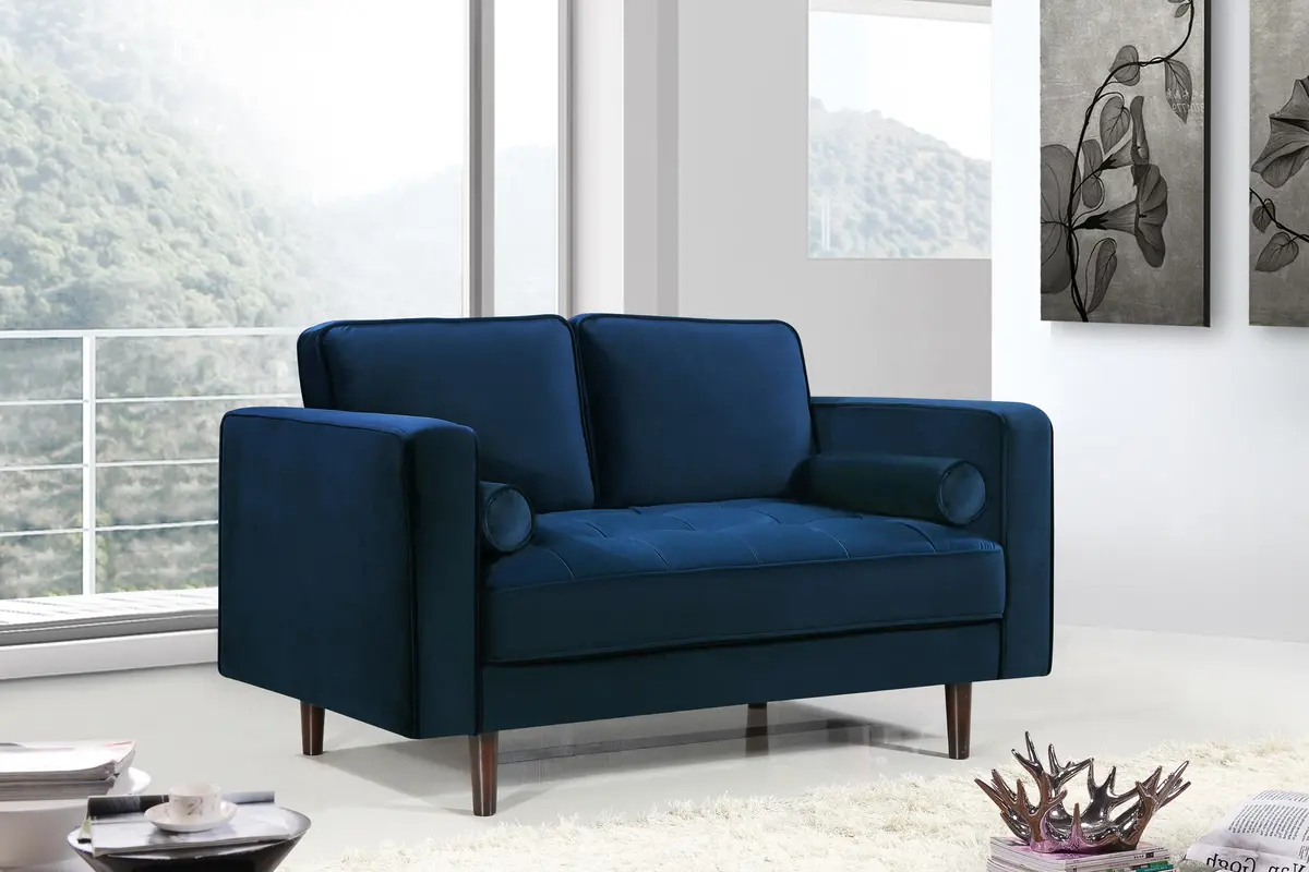 Emily Navy Velvet Loveseat 2
