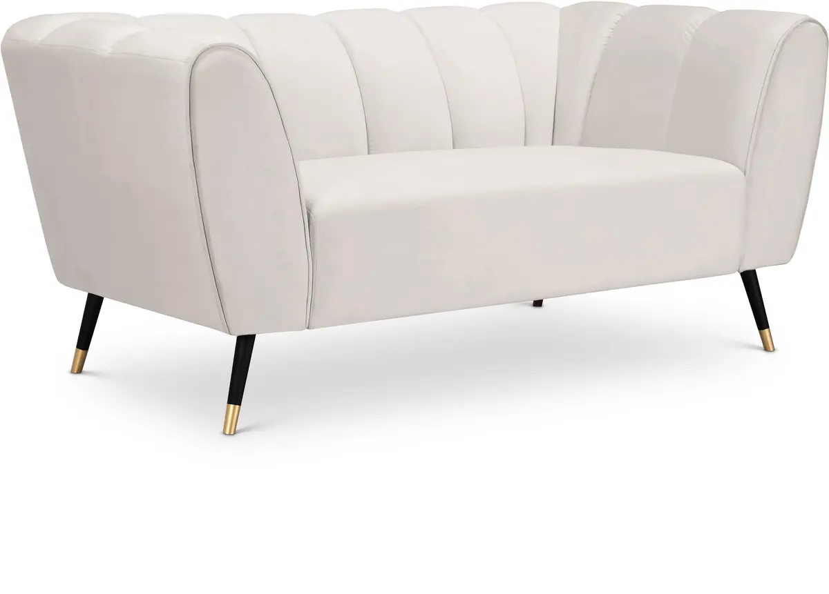 Beaumont Cream Velvet Loveseat 1