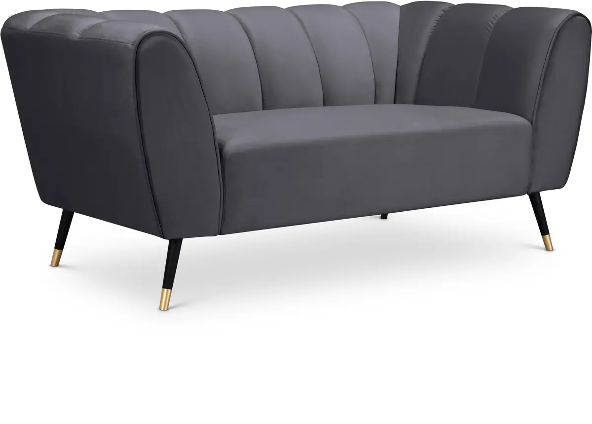 Beaumont Grey Velvet Loveseat 1