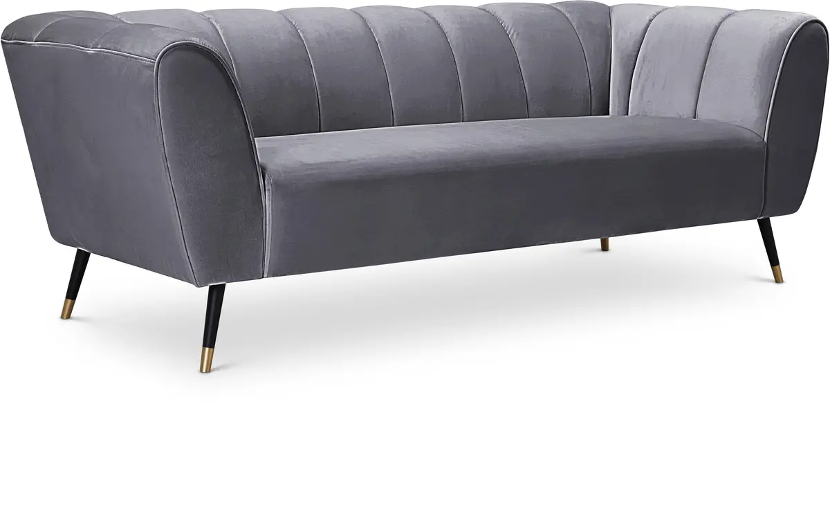 Beaumont Grey Velvet Sofa 1