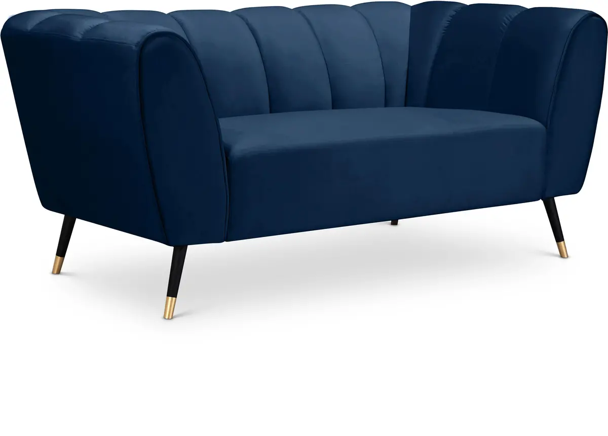 Beaumont Navy Velvet Loveseat 1