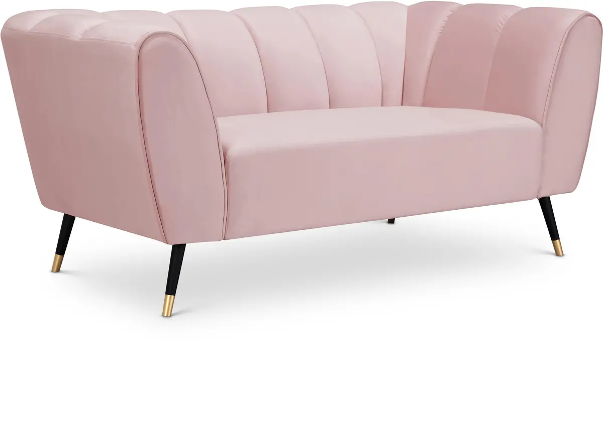 Beaumont Pink Velvet Loveseat 1