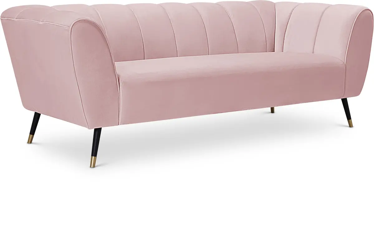 Beaumont Pink Velvet Sofa 1