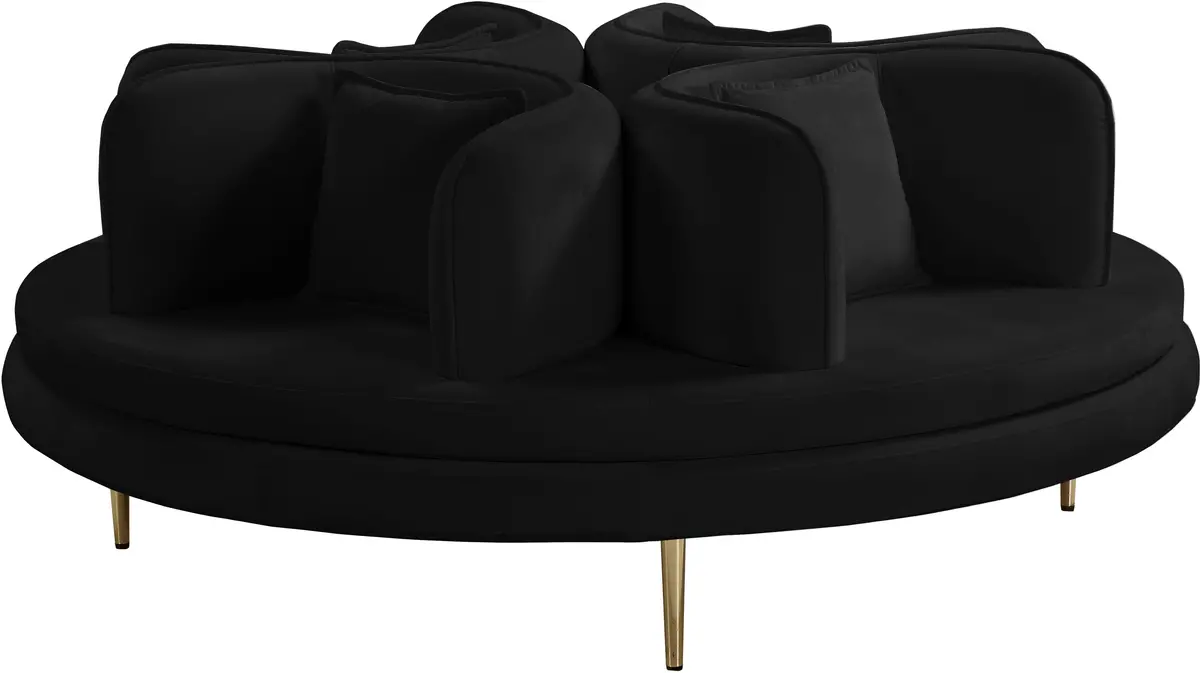 Circlet Black Velvet Round Sofa Settee 1