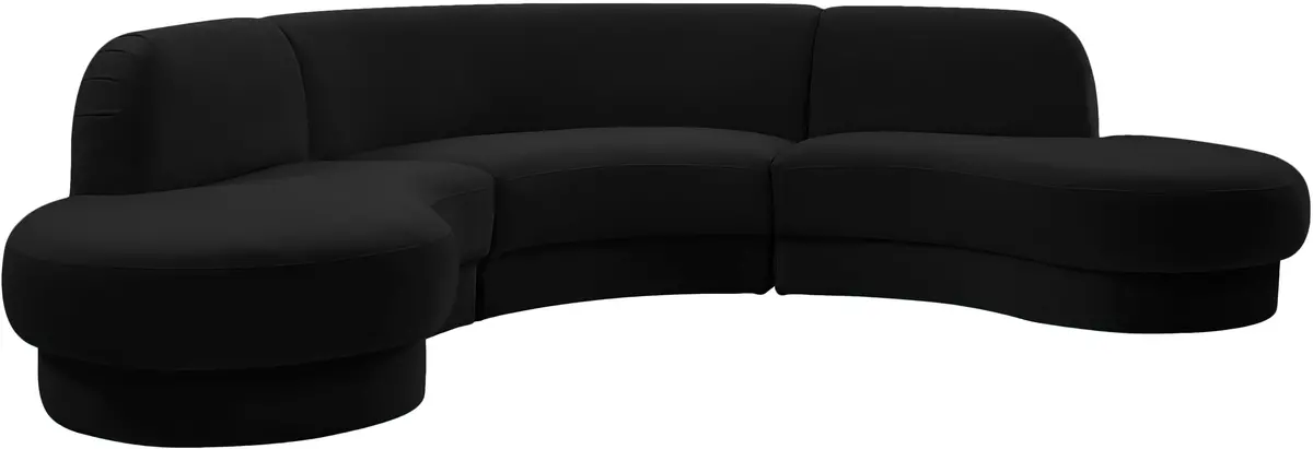 Rosa Black Velvet 3Pc. Sectional (3 Boxes) 1