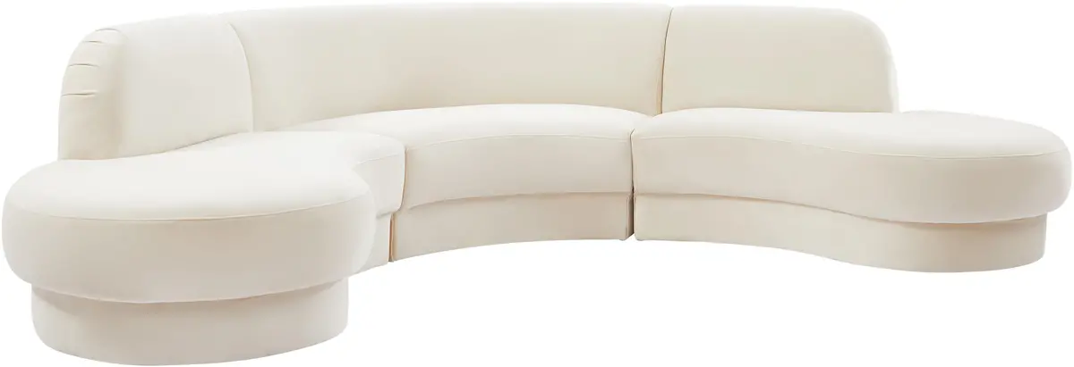 Rosa Cream Velvet 3Pc. Sectional (3 Boxes) 1