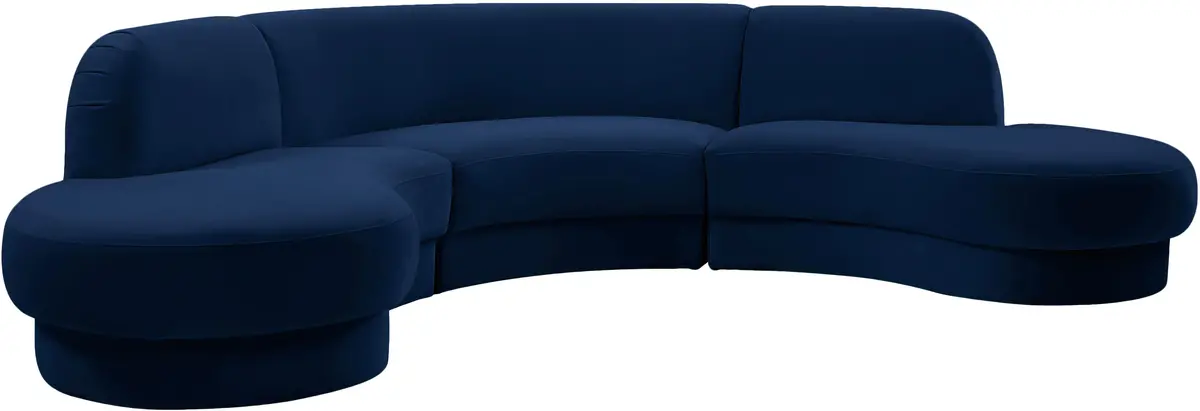 Rosa Navy Velvet 3Pc. Sectional (3 Boxes) 1