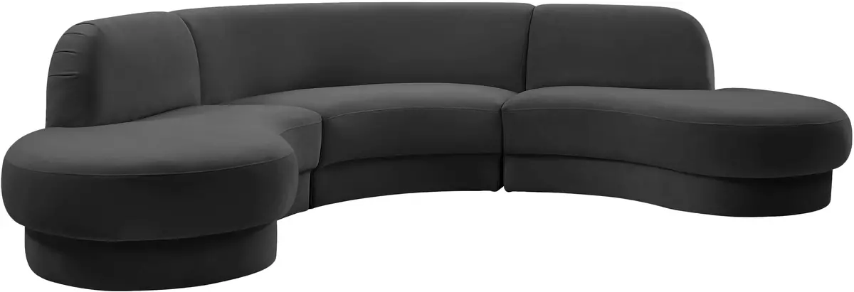Rosa Grey Velvet 3Pc. Sectional (3 Boxes) 1