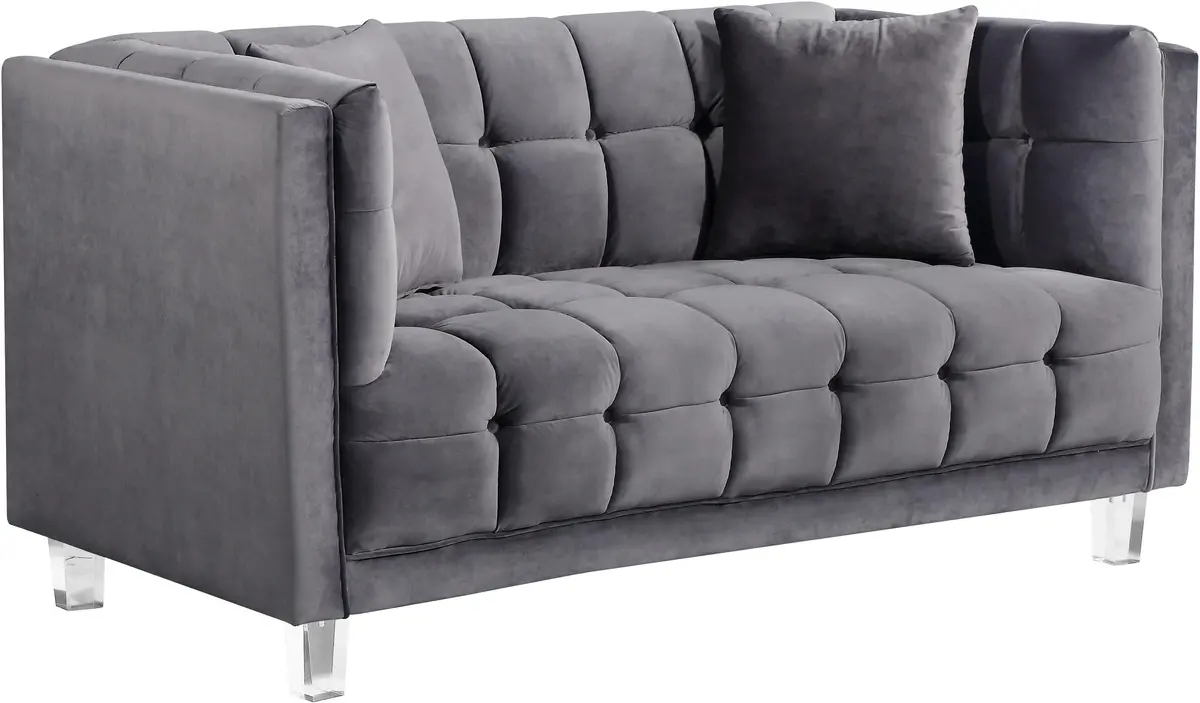 Mariel Grey Velvet Loveseat 1