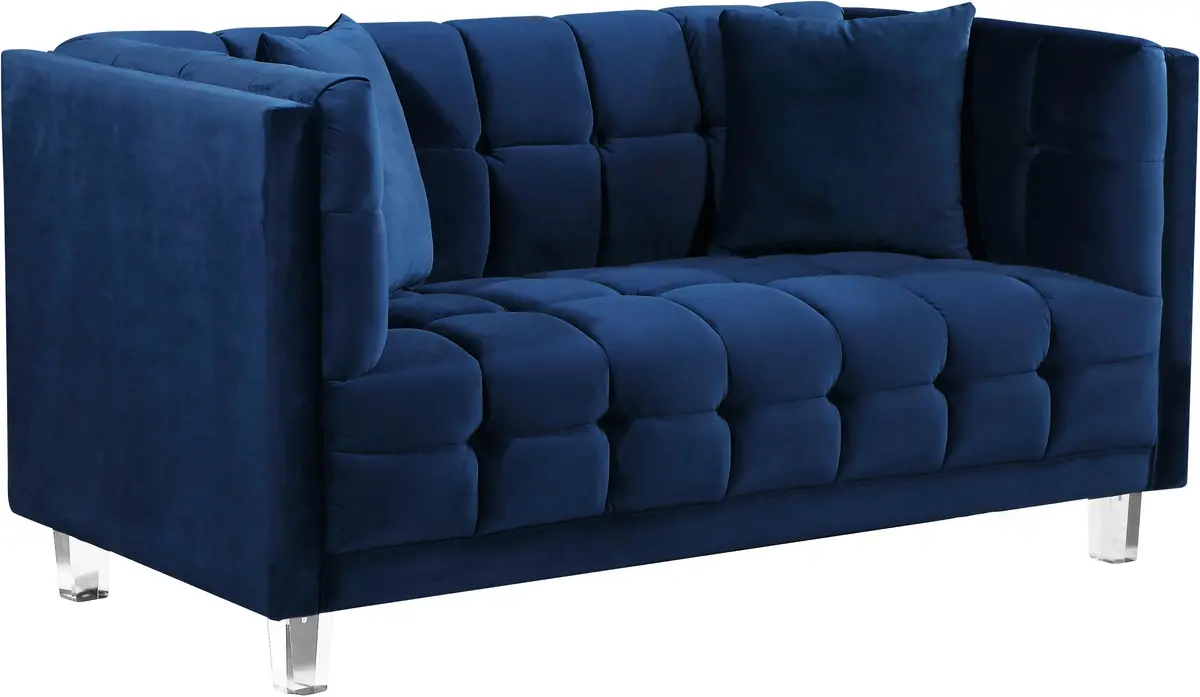 Mariel Navy Velvet Loveseat 1