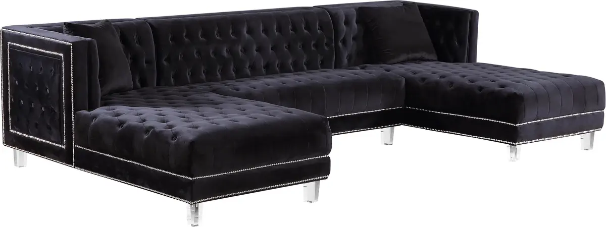 Moda Black Velvet 3Pc. Sectional 1