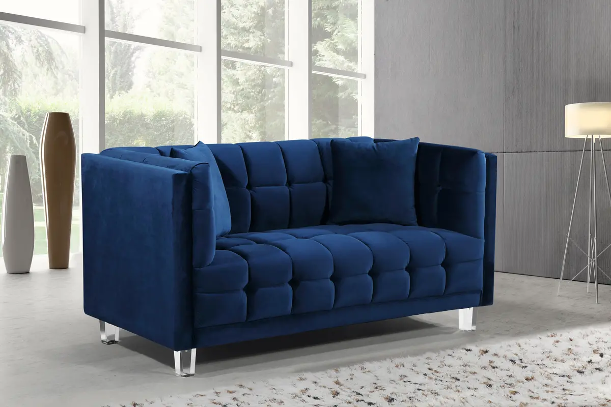 Mariel Navy Velvet Loveseat 2
