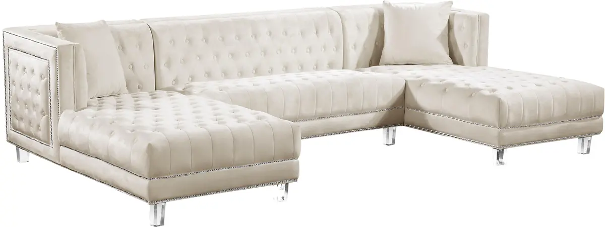 Moda Cream Velvet 3Pc. Sectional 1