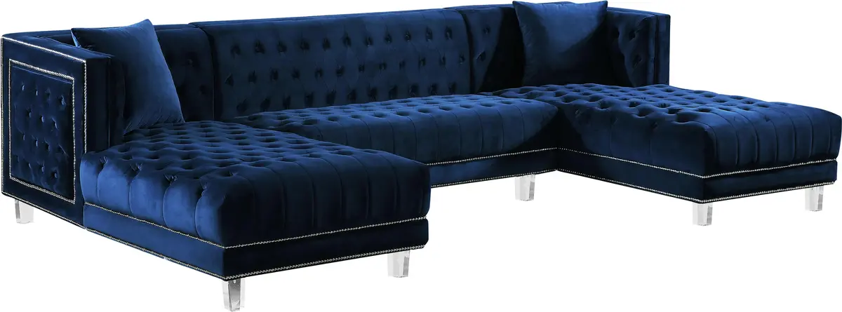 Moda Navy Velvet 3Pc. Sectional 1