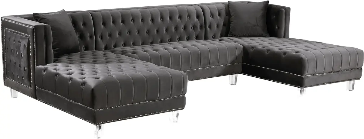 Moda Grey Velvet 3Pc. Sectional 1
