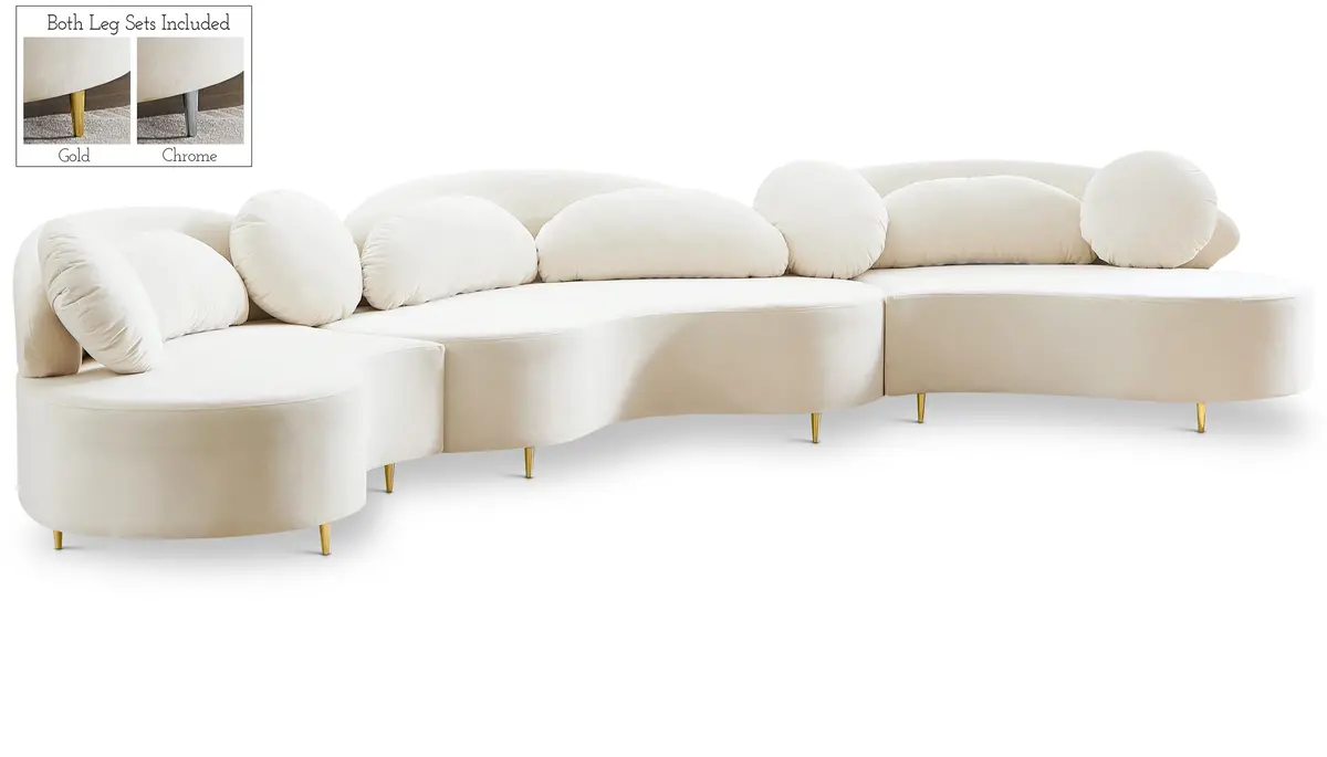 Vivacious Cream Velvet 3Pc. Sectional (3 Boxes) 1