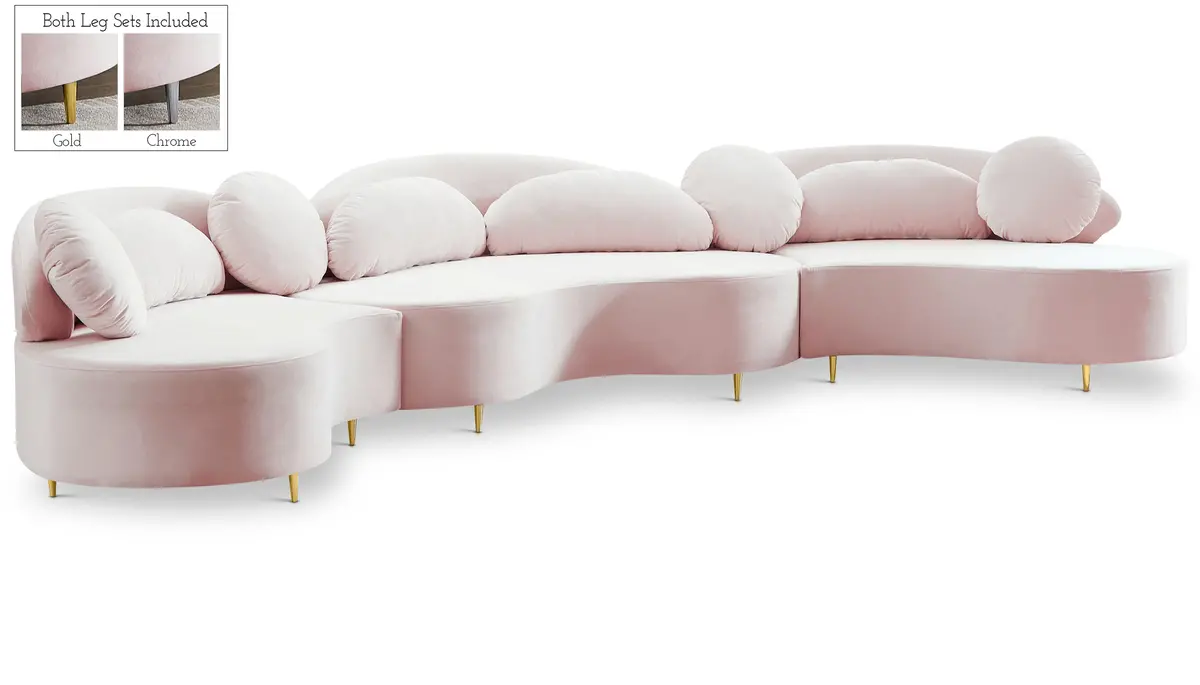 Vivacious Pink Velvet 3Pc. Sectional (3 Boxes) 1