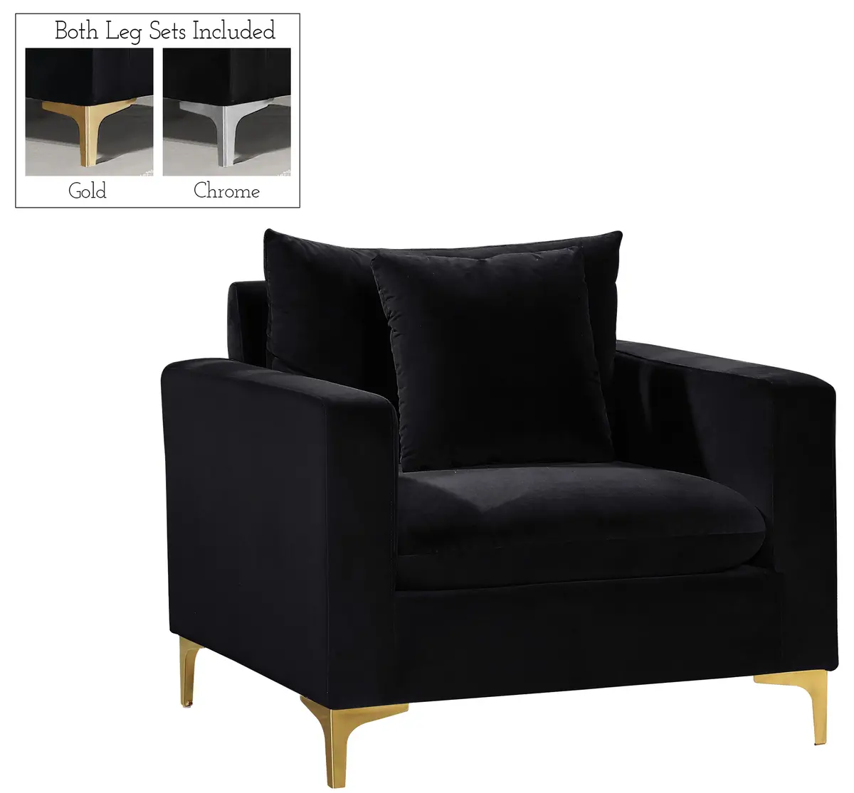 Naomi Black Velvet Chair 1
