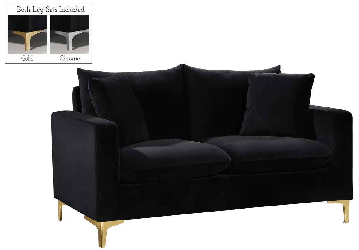 Naomi Black Velvet Loveseat 1