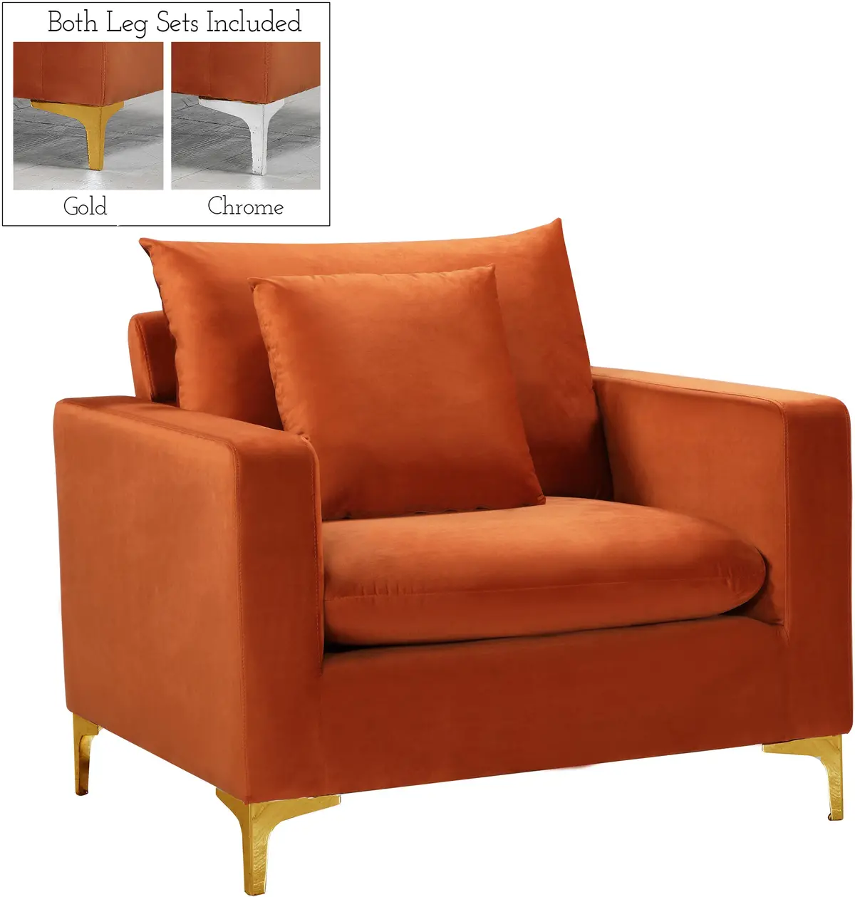 Naomi Cognac Velvet Chair 1