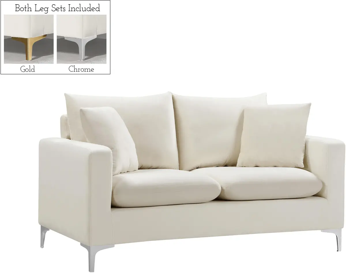 Naomi Cream Velvet Loveseat 2
