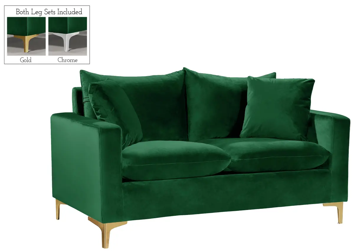 Naomi Green Velvet Loveseat 1