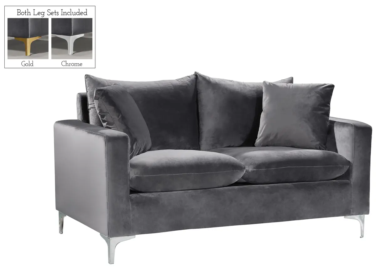 Naomi Grey Velvet Loveseat 2