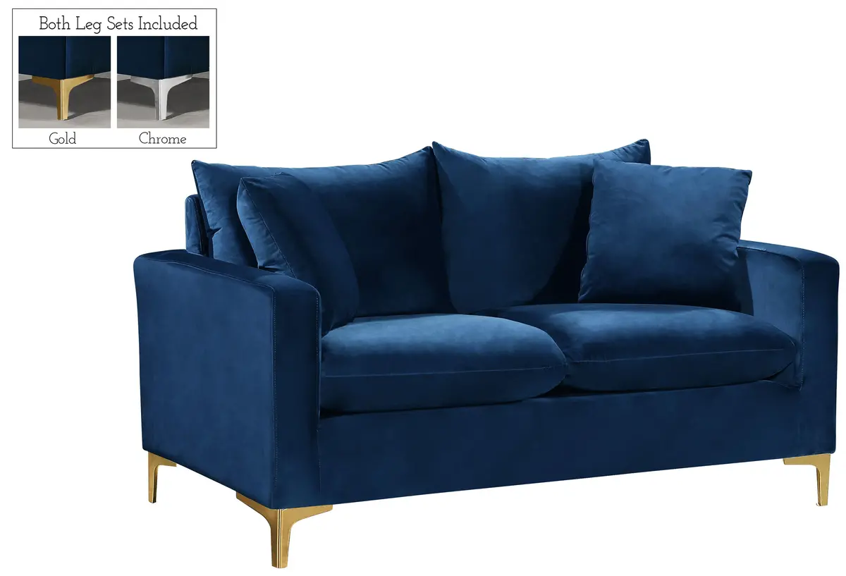 Naomi Navy Velvet Loveseat 1