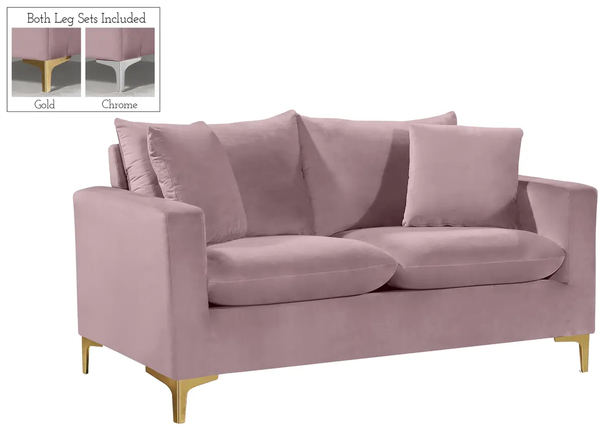 Naomi Pink Velvet Loveseat 1
